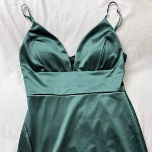 Windsor Satin Emerald Green Strapless Slip Dress